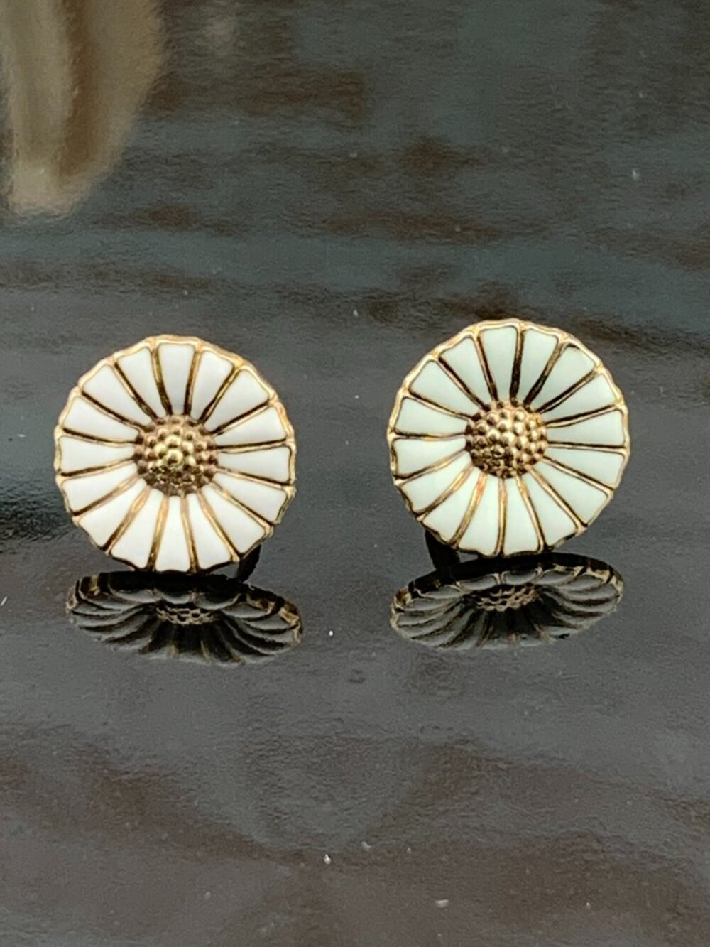Georg Jensen Daisy Sterling Silver 18k Gold Plated Earrings J1440